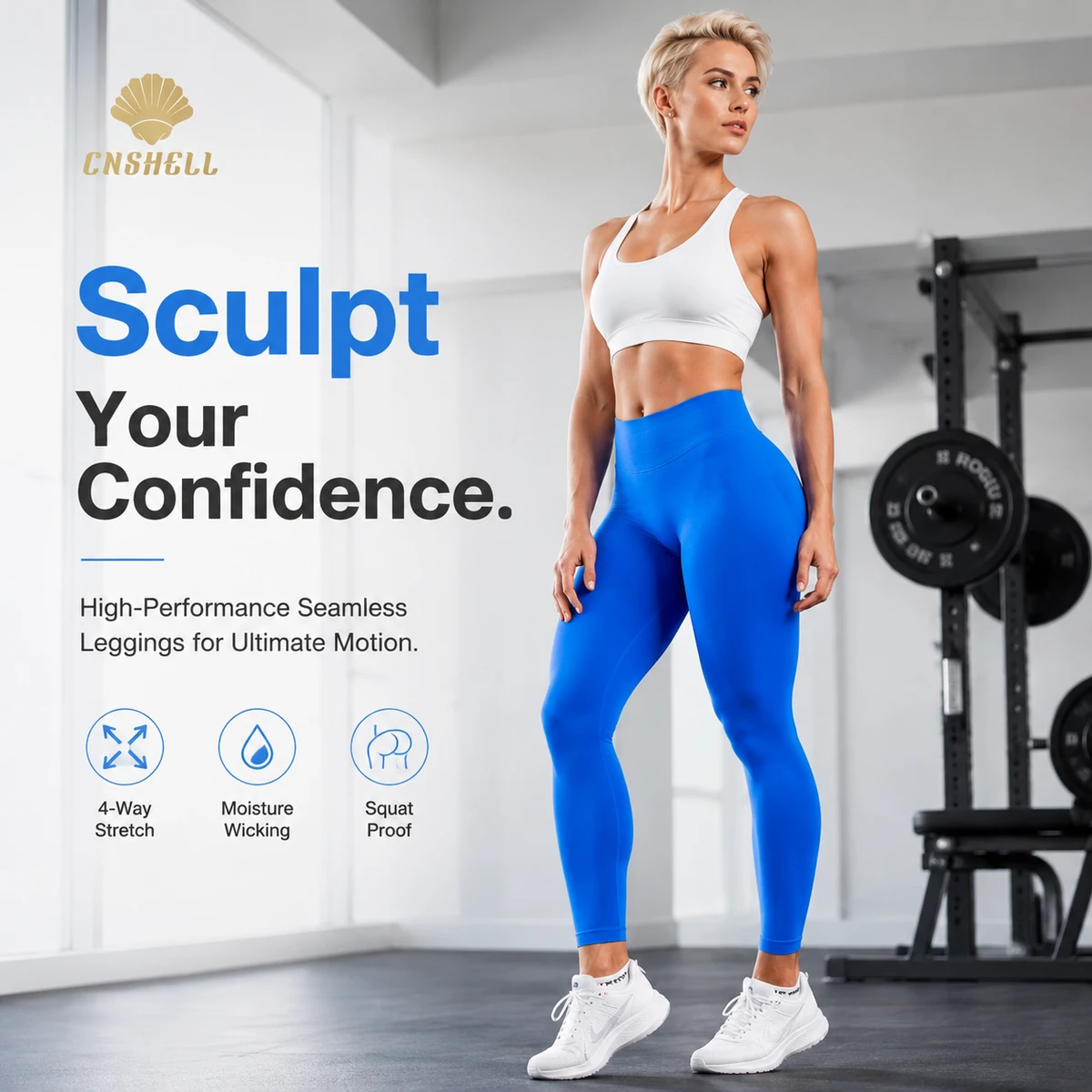 CNSHELL Women's High Waist Seamless Yoga Leggings Control 4 Way Stretch for Gym Yoga Running Daily Wear Custom Logo