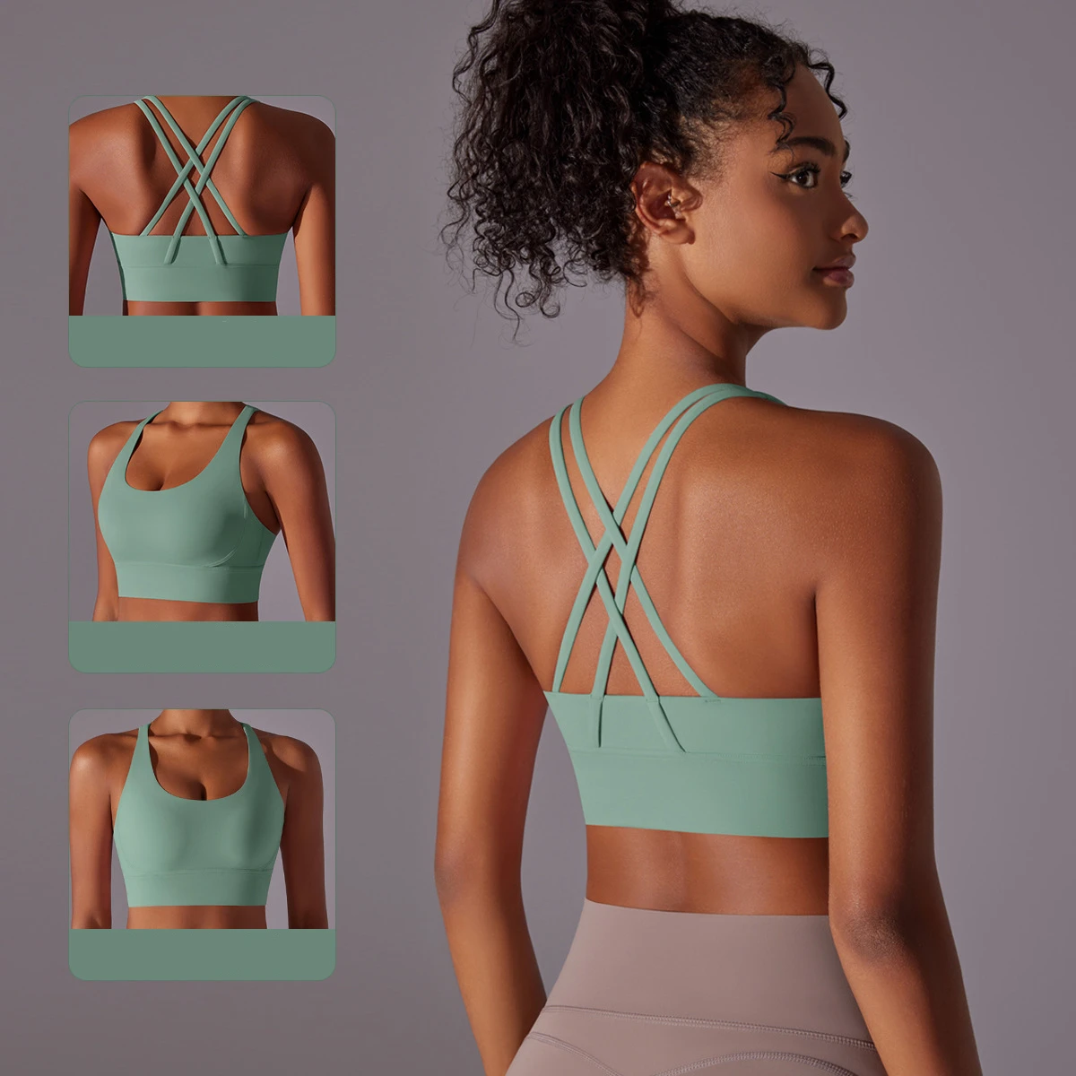 OEM Private Label Women Yoga Sports Bra High Support Gym Bra Crisscross Back Fitness Training Bra