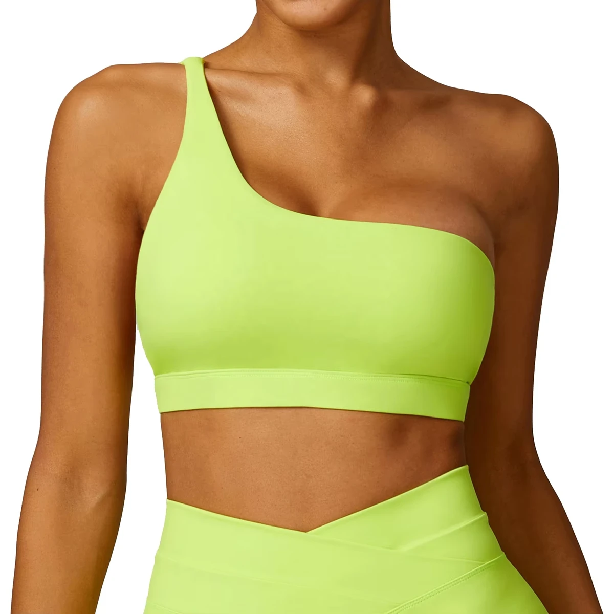 Women's Lightweight Sports Bra One Shoulder Gym Fitness Athletic Brassiere Backless Yoga Vest Tights Crop Top Shockproof Sports