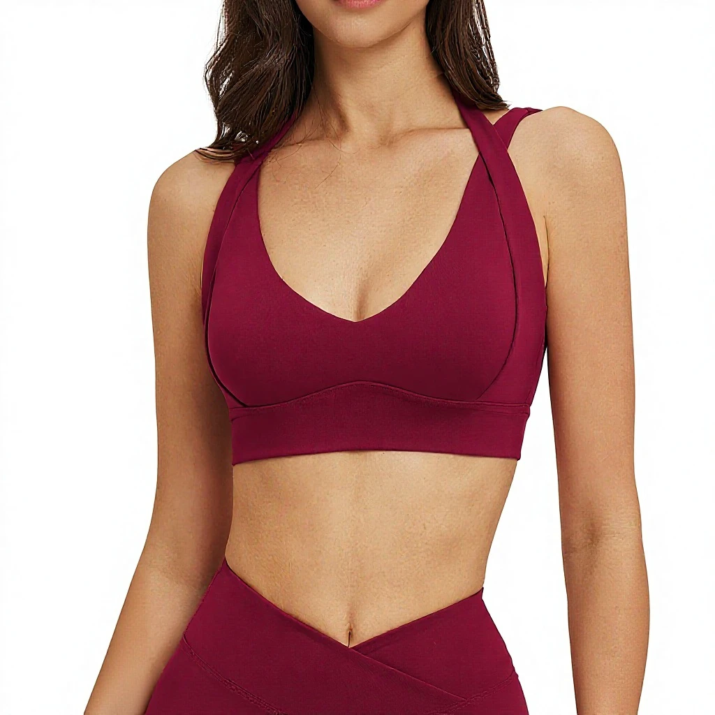 Women's Halter Neck Sports Bra Breathable Moisture Wicking High Support Open Back Removable Pads Yoga Bra for Gym Fitness