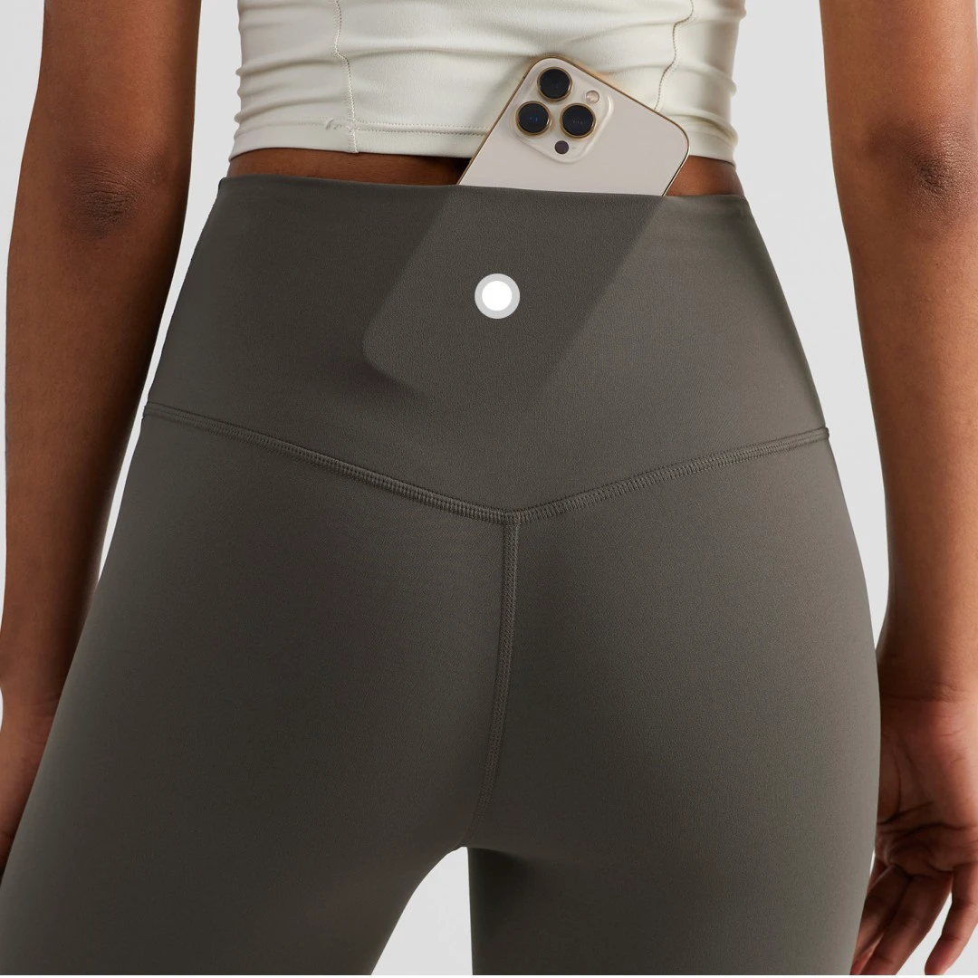 Solid Color Back Waist Pocket High Waist Yoga Legging Women Sport Cropped Pants Butter Athletic Gym Comprehensive Training Jog