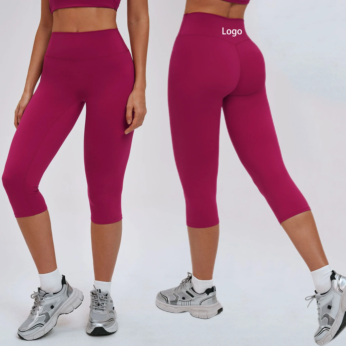 Women's Quick Dry Fitness Gym Wear Capri Pant Butt Lift High Stretch Brushed Tight Workout Yoga Leggings High Waist