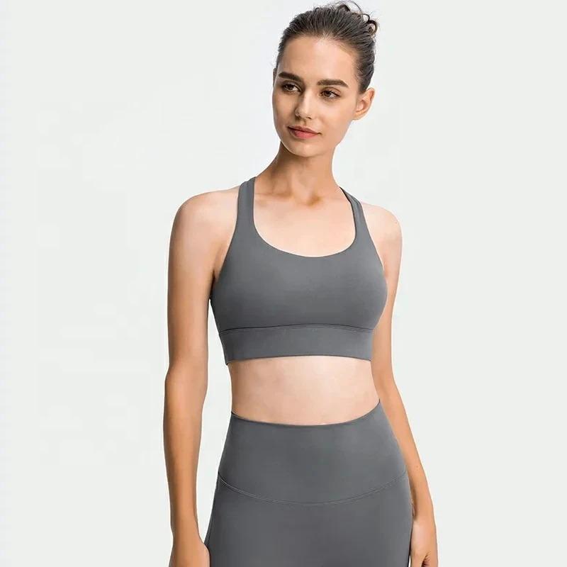 Custom logo adjustable strap women workout bra outdoor tennis sports bra medium impact shockproof fitness sports bra soft