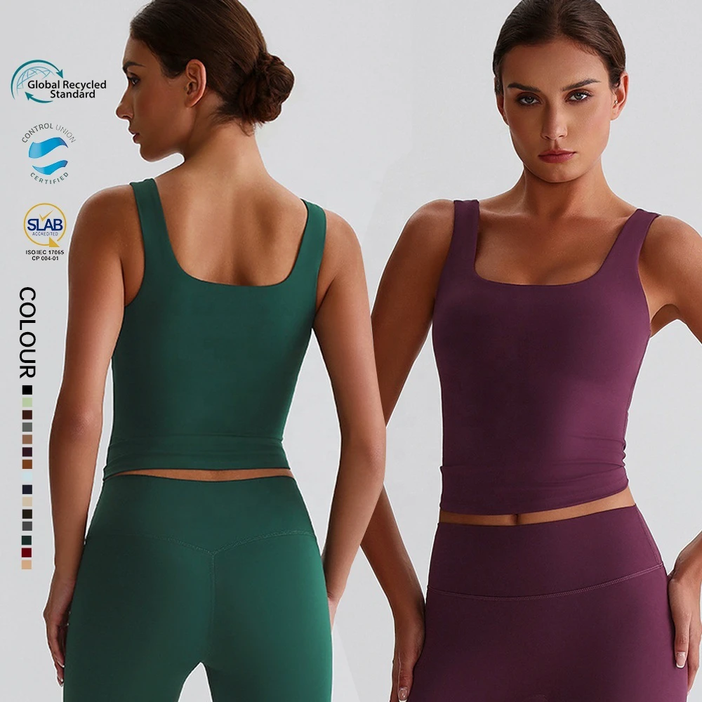 SHINBENE Recycled Polyester Sexy Basic Crop Tops Sports Bras Sustainable Workout Yoga Bra