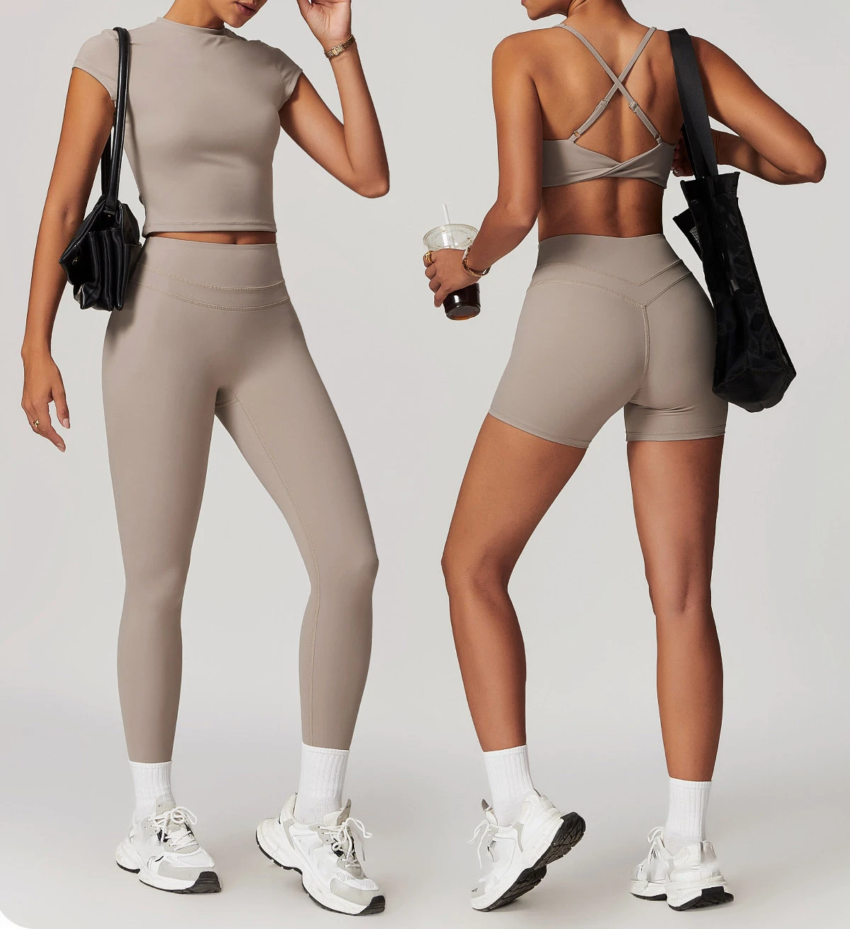 Wholesale Custom logo Cross Bra Cutout High Waist Yoga Clothing Set Women's Fitness Sports Yoga Leggings Bra 2-Piece Set