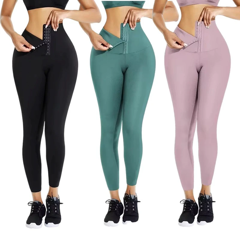 2024 Custom Fat Burning Women Fitness Wear Compression High Waist Trimmer High Waist Yoga Pants Waist Trainer Corset Leggings