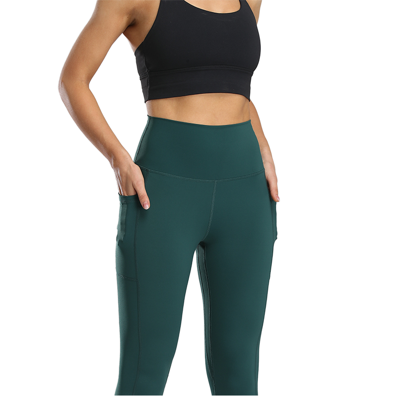High Elastic Waist Plaid Yoga Soft Athletic Lightweight Quick Dry Full Length Pants Women's Workout Leggings with Pockets