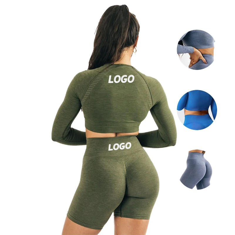High Quality 2-Piece Woman Fitness Sport Activewear Set Solid Breathable Backless Bra XL Leggings Butt Lifting Elastic Shorts