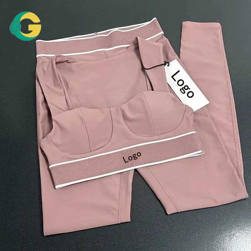 Women Yoga Set Buttery Soft Adj Straps Heart Throb Bra Jog Vest Dance Pilates 2Pc Set Squat Proof Custom Logo OEM Factory
