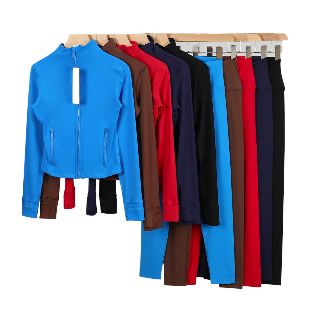 Wholesale LLLu Custom Logo-style Stand Collar with Stretch Quick-Dry Fitness Yoga Set