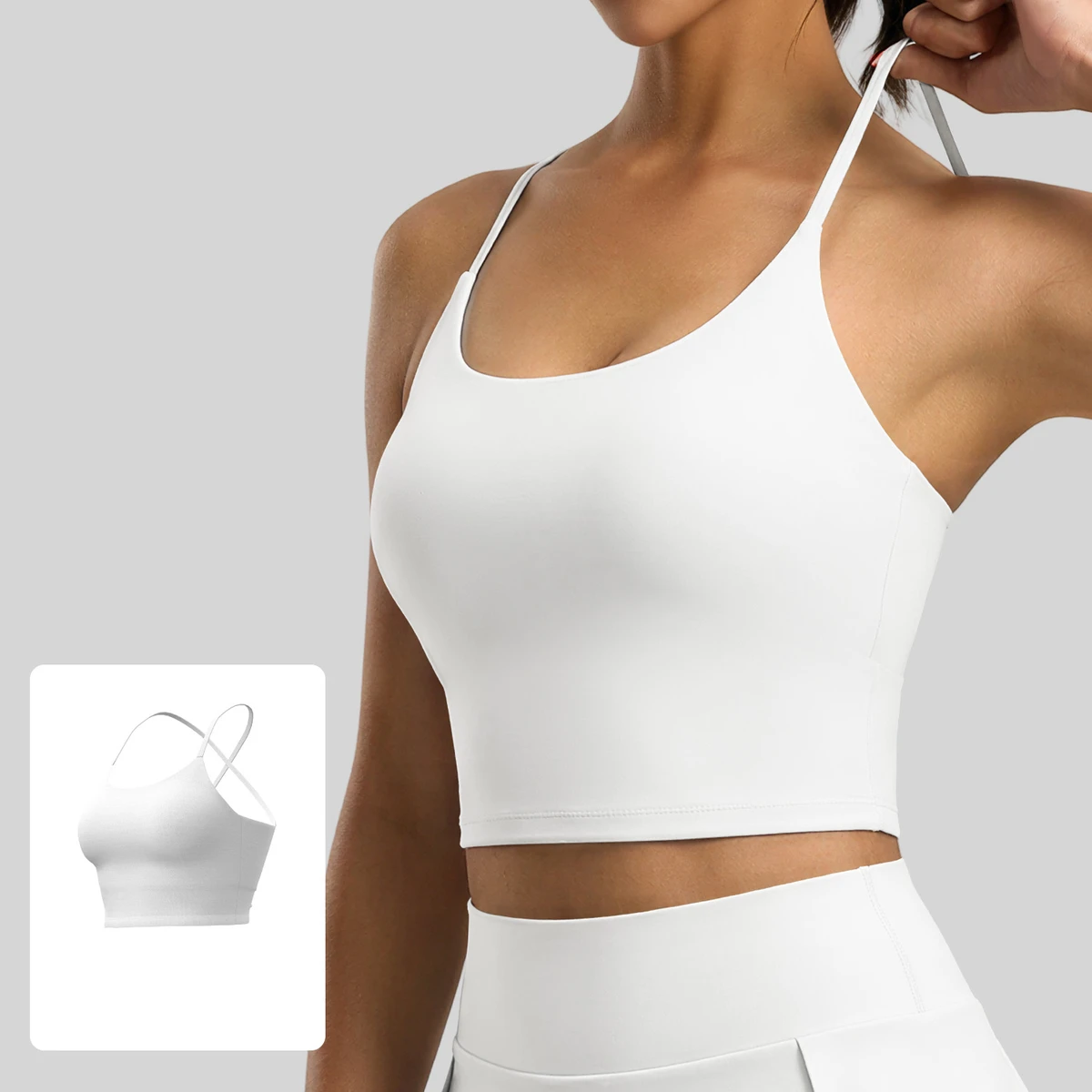 New style stretchable back-supporting Beautiful Back Sports Bra Vest Outer Wear Yoga Bra Fitness One-piece Cup Camisole Women
