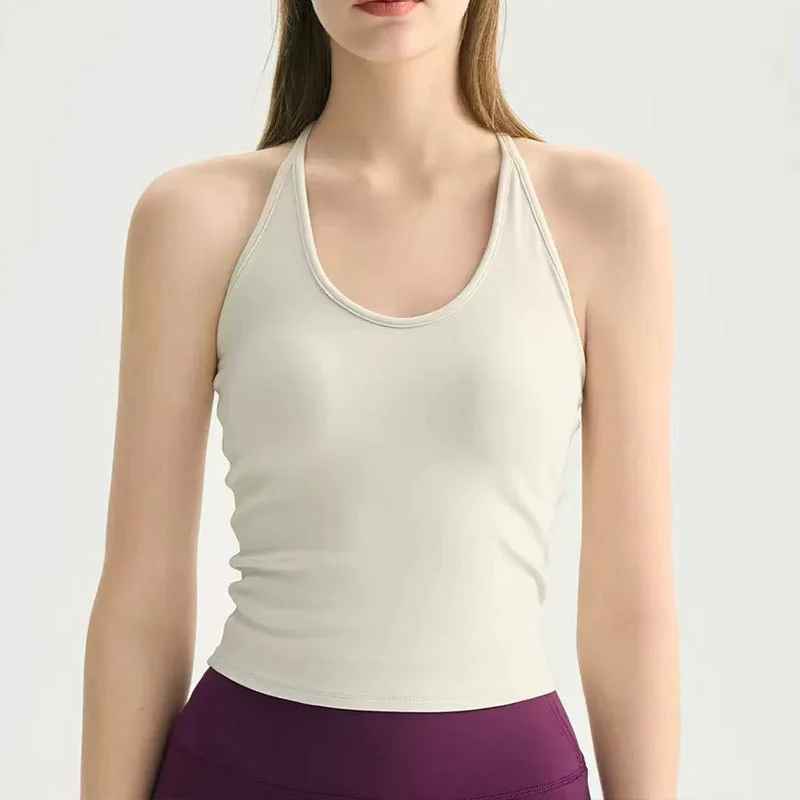 Women's Medium Support Lightweight Breathable Racerback Tank Sports Bra U-Neck Yoga-Spandex/Nylon OEM/ODM Front Custom Logo