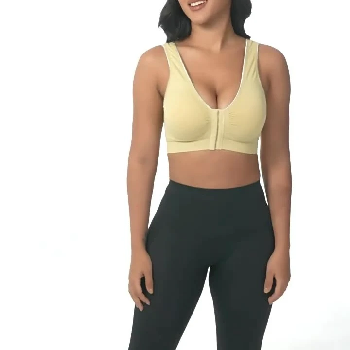 Hollow Mesh Breathable Sports Yoga Underwear Women's Plus Size Non-steel Ring Front Button Bra Thin Section Fashion
