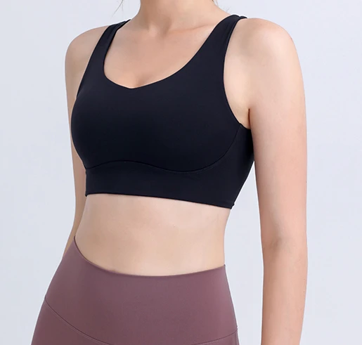 Women's Plus Size High Yoga Sports Bra Four-Way Stretch Spandex Breathable Quick Dry Lightweight Front Logo for Running Gym