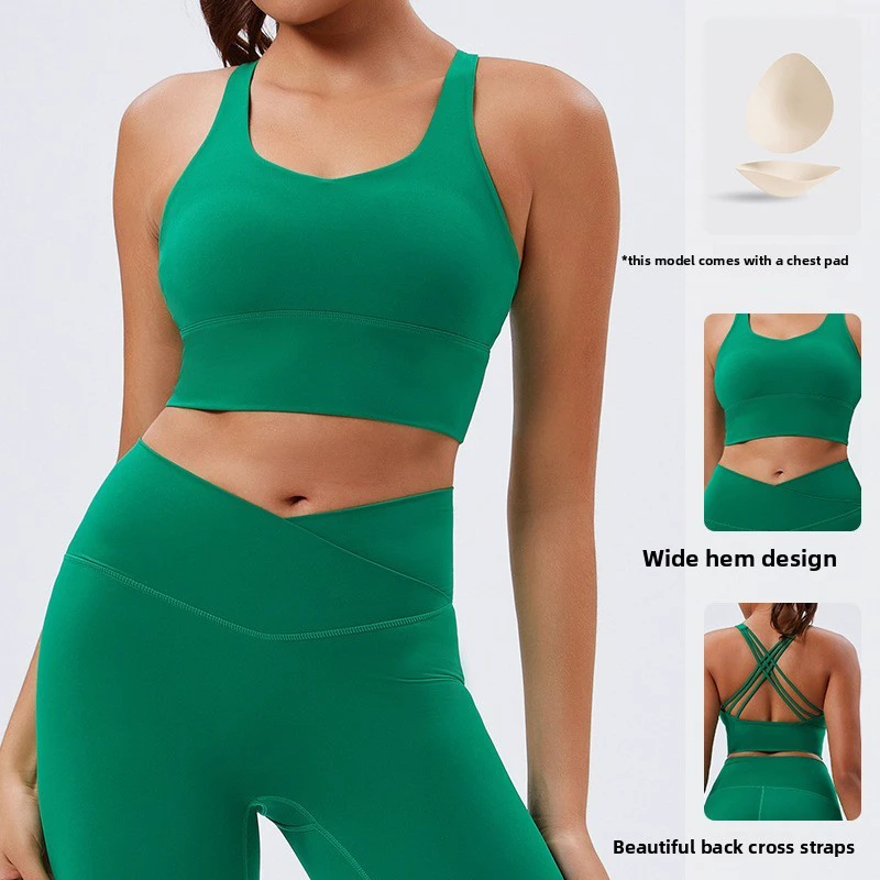 Eco-friendly Fabric High Support Crisscross Straps Yoga Vest Push-up Women's Yoga Bra for Active Wear Yoga Sports