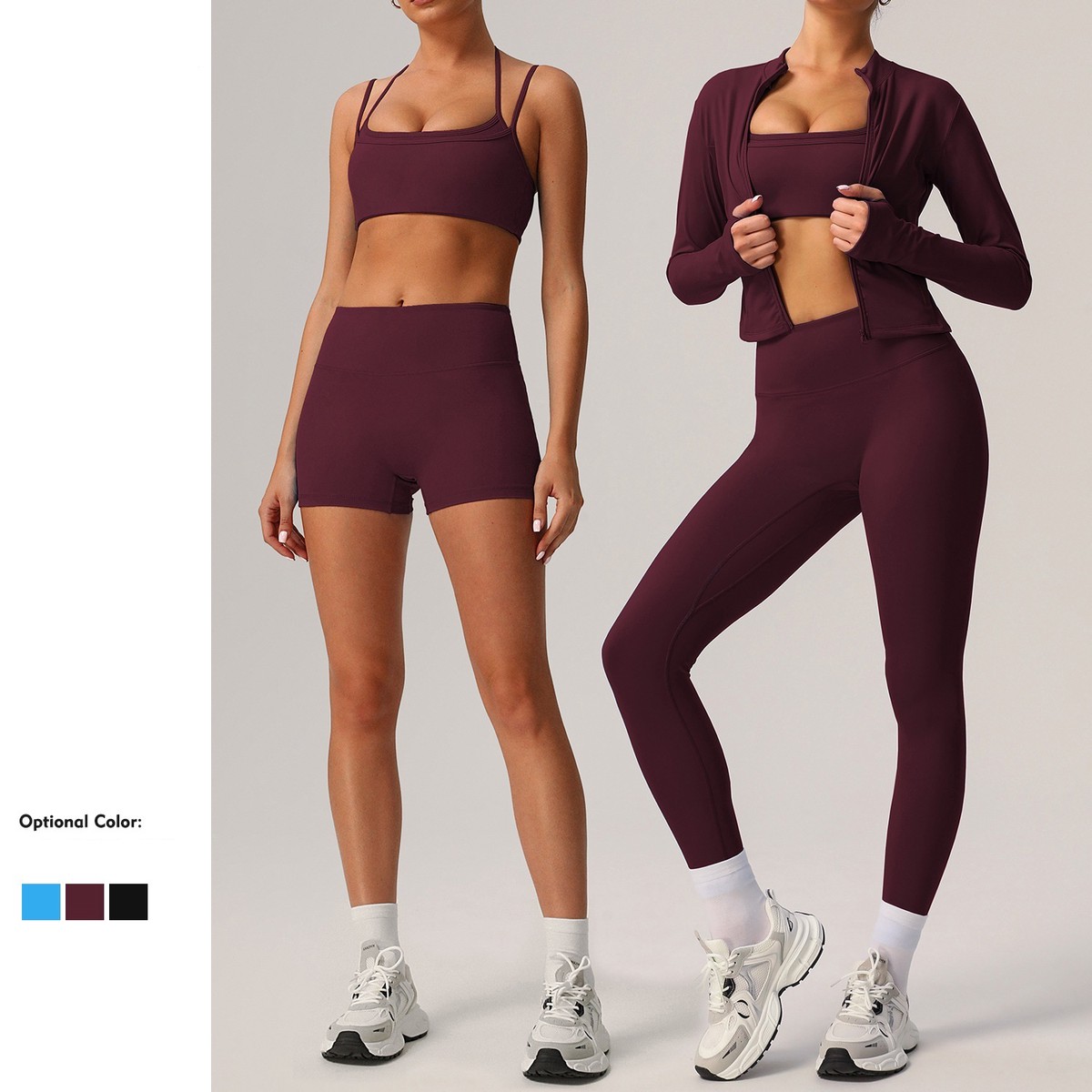 4 Piece Sets Women Gym Wear Gym Fitness Sets Sports Top Jacket Gym Fitness Yoga Set