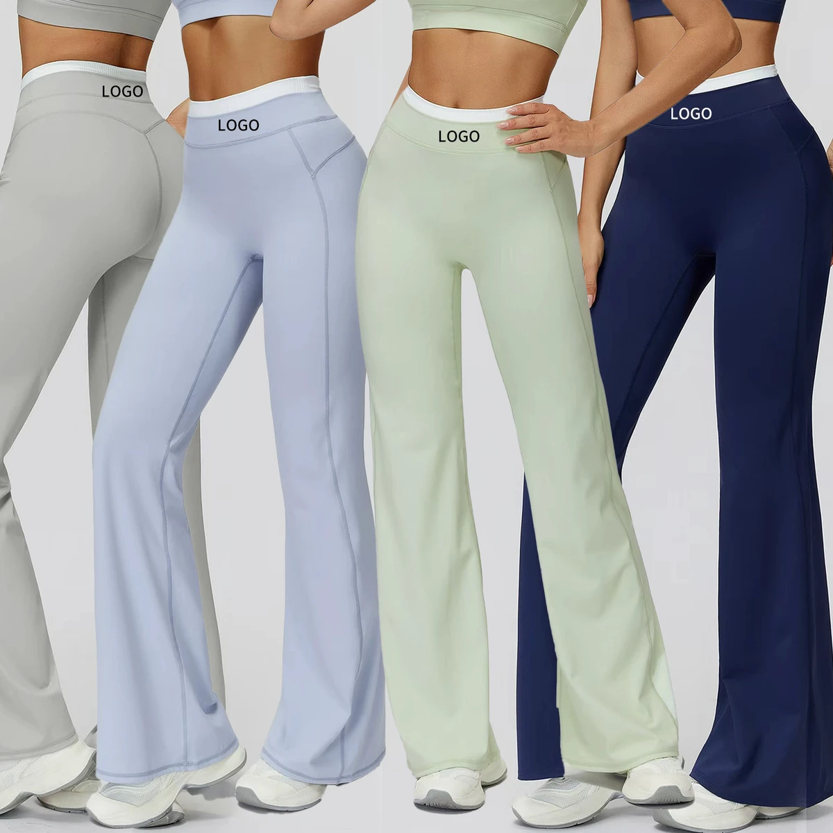 High Quality Custom High Waist Flared Yoga Pants Naked Feeling Skin Friendly Tummy Control Butt Lift Wide Leg Gym Pants