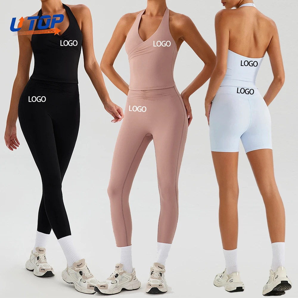 Hot Sale New Color Custom Logo Women's Lightweight Solid Shorts Breathable Eco-Friendly 5-Piece Gym & Yoga Sport Set