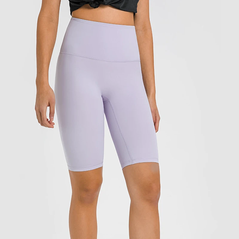 Women's High Waist Yoga Shorts Quick Drying Fitness Pants for Gym Running Lifting Nude No Awkward Thread Elastic Waist Wholesale