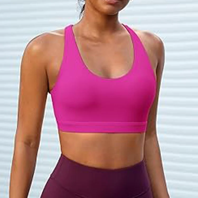 Elastic Fabric Sports Underwear Sports Bras for Women,Padded Strappy Sports Bras Criss-Cross Back Medium Support Sports Bras