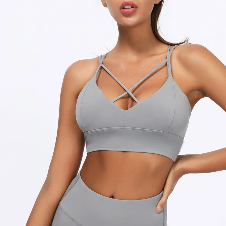 Women No Steel Ring Cross Beauty Back Yoga Running Sports Bra Shock-proof Cross-strap Running Fitness Vest Yoga Underwear Bra