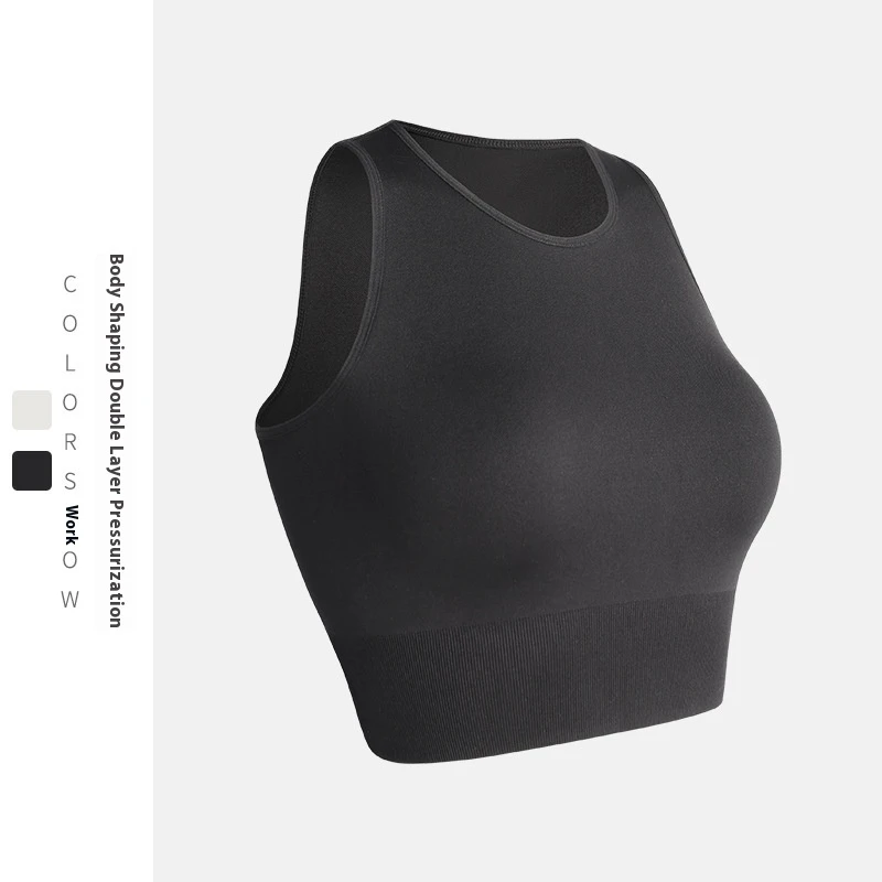Women's Breathable Seamless Strapless Sports Bras Medium Support for Yoga Body Shaping Vest No Steel Ring Solid Spandex/Nylon