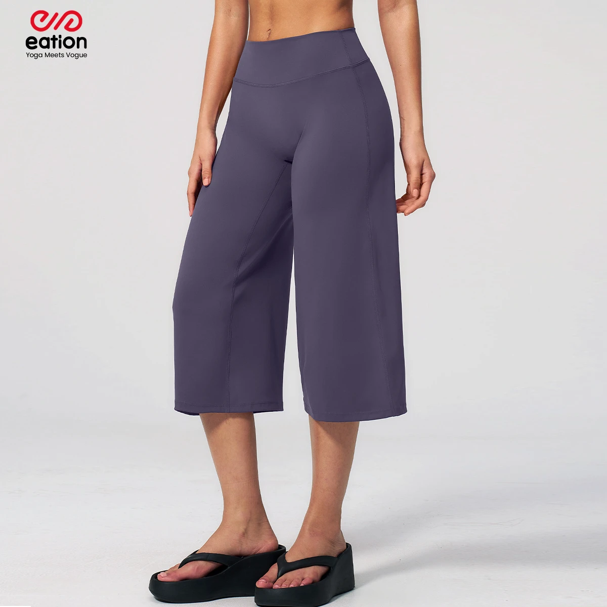 Custom Women High Waisted Capri Pants Wide Leg Yoga Trousers Quick Dry Cropped Leggings Summer Athleisure Gym Activewear