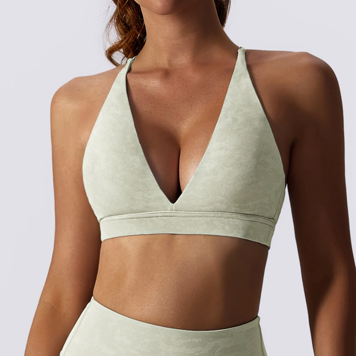 Women's Tie Dye Strappy Sports Bra Sexy Back Light Support Sports Bra for Yoga Nylon Spandex