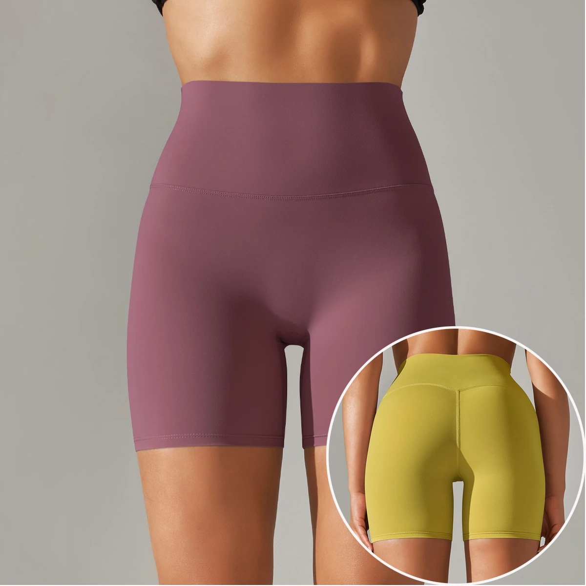 Spring and Summer New Yoga Shorts Double-sided Abrasion Tight High-waisted Elastic Sports Fitness Three-quarter Yoga Pants