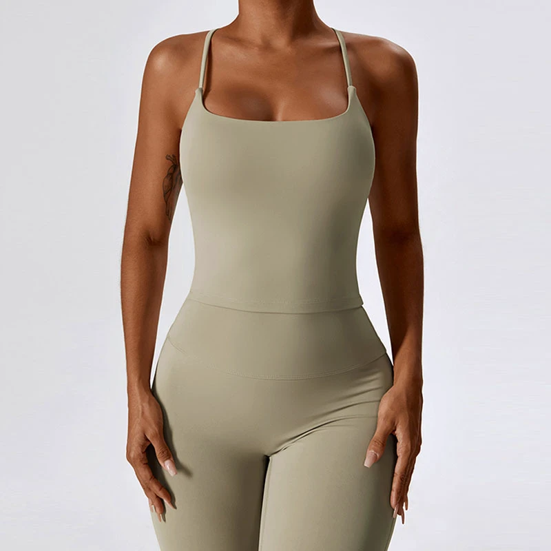 Cross Strap High Impact Sports Bra 2 Piece Active Tight Yoga Leggings Sports Wear Set Bulk Wholesale Women Workout Clothing