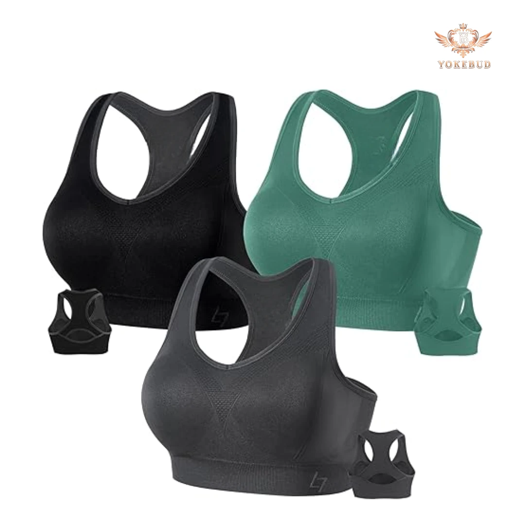 Women's Best Quality Padded Seamless Sports Bra Front Medium Support Breathable Quick Dry for Yoga Gym Workout Fitness