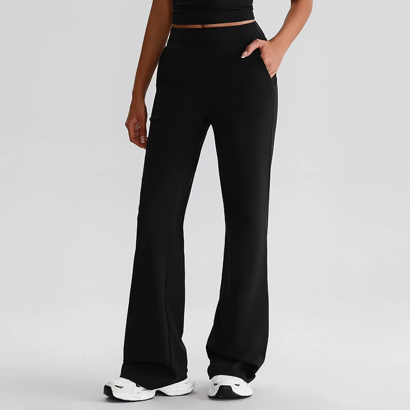New Design High-Waisted Flare Yoga Pants Side Pockets Wide-Leg Workout Leggings for Dance/Gym Tummy Control Comfort Wear Printed
