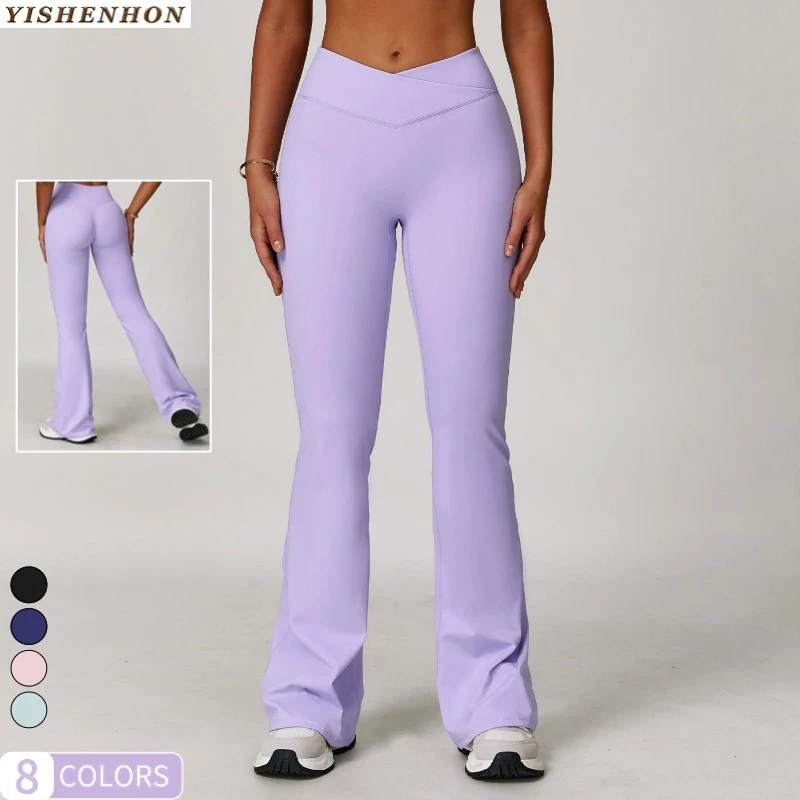 YISHENHON Women's High-Waisted Quick Dry Yoga Flare Pants Four-Way Stretch Breathable Butt Lift Sport Leggings New Arrival