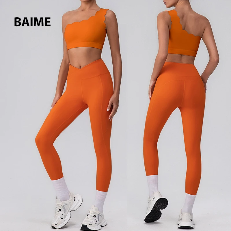 New Style One-shoulder Women High Impact Sports Bra Seamless Yoga Fitness Sports Bra with Padding