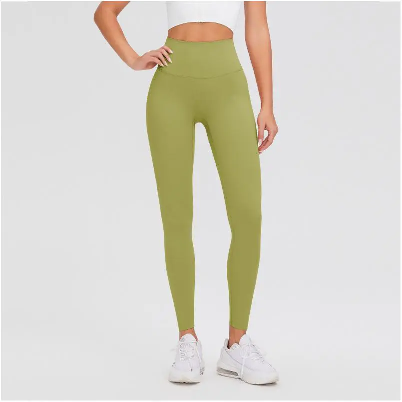 Women's Yoga Leggings Solid 28 Inches High-Waist Tummy Control Quick Dry Four-Way Stretch Sweat-Wicking Custom Logo Workout