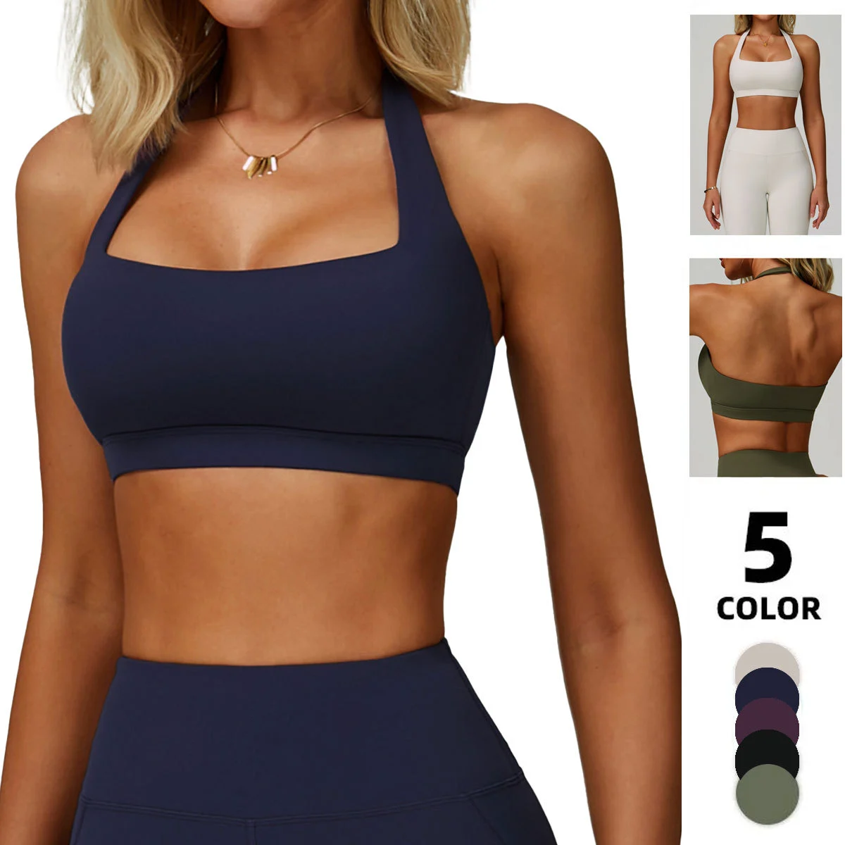 2026 New Arrivals Ladies Running Unique Sexy Backless U Neck Bra Women's Crop Tank Top Halter Neck High Support Soft Sports Bra