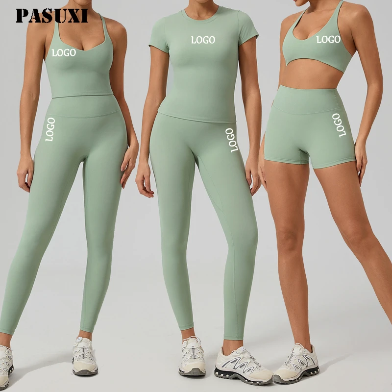 PASUXI Wholesale 4 Piece Seamless Yoga Set Women High Waist Leggings Fitness Bra Gym Clothes Quick Dry Workout Set Sports Suit