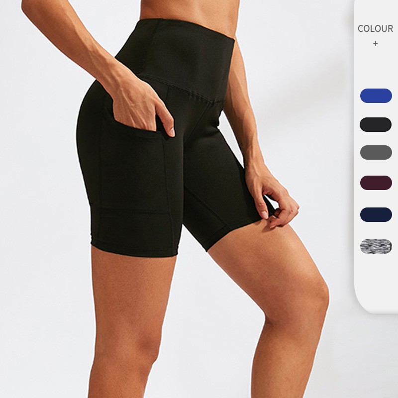 Wholesale Women's Yoga Shorts with Pockets High Waist Tight Stretchy Quick Dry Gym Workout Running Sports Shorts