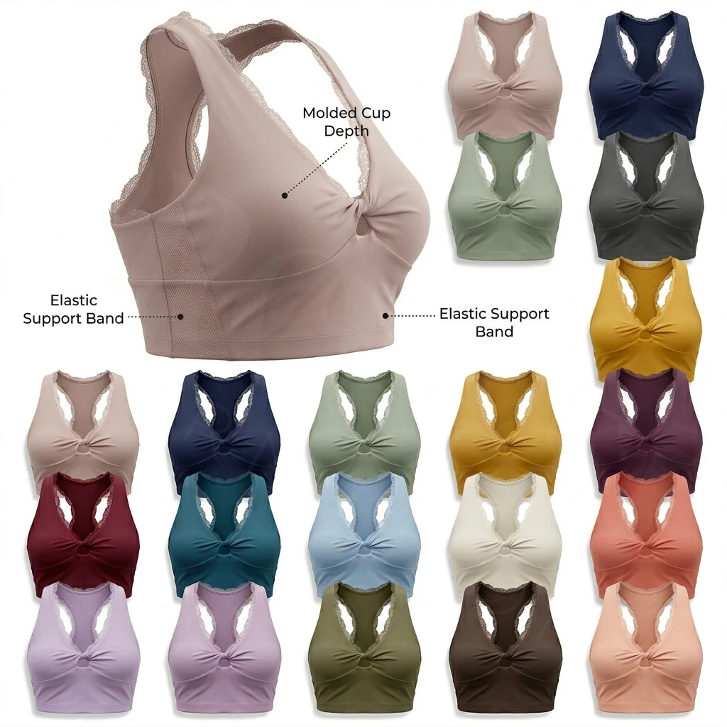 Unique Design Plain Seamless Lace Back Sports Bra for Women Wireless Push Up Yoga Gym Fitness Breathable Soft Whole Sale Bra