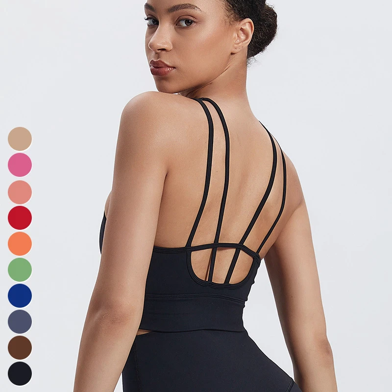 Women's Sexy Sportswear Breathable Lightweight High-Support Workout Tank Top Yoga Sports Bra U-Neck Fitness Running Underwear