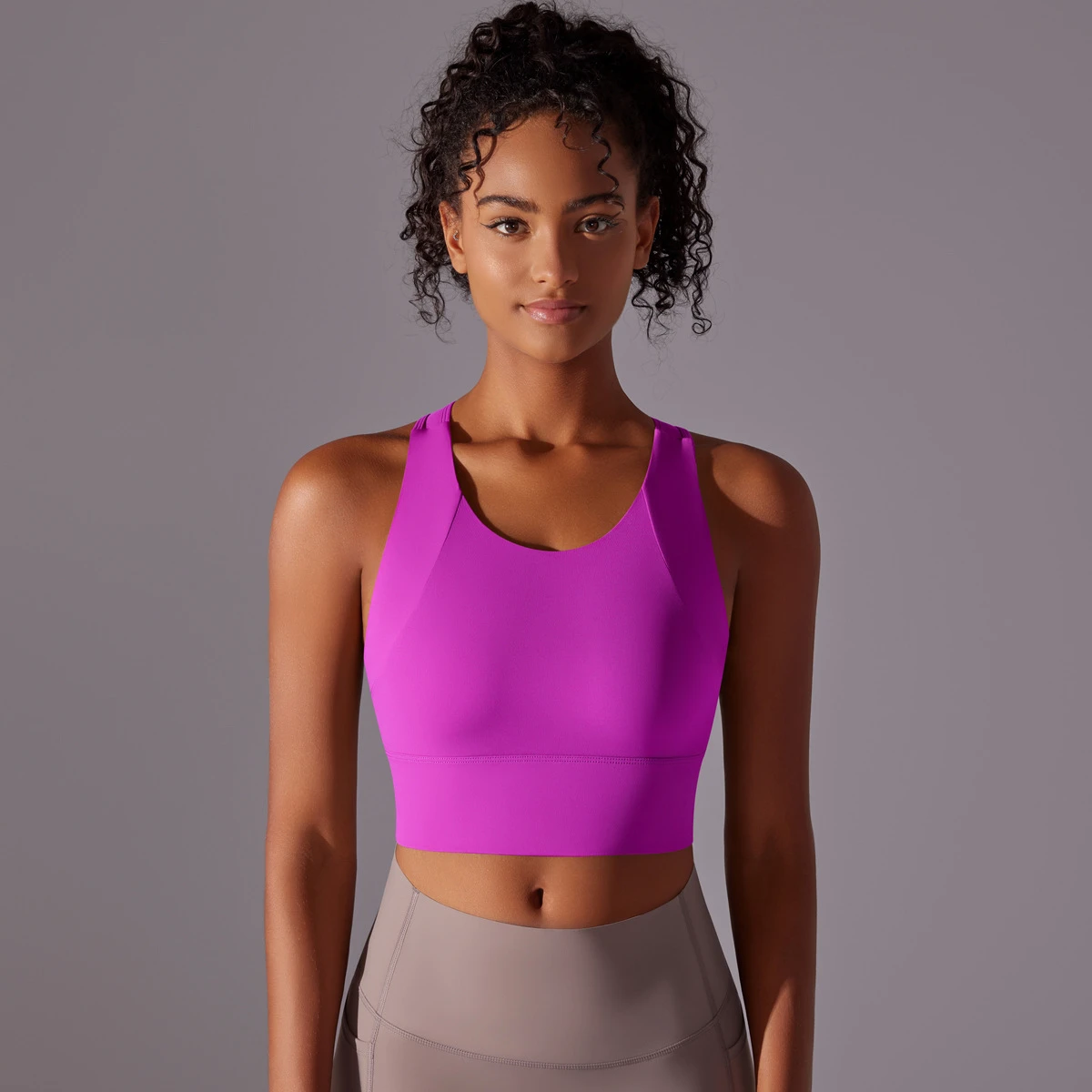 Beautiful Back Fixed Cup One-Piece Yoga Tank Top High-Intensity Sports Bra Women Plus Size Lightweight Shockproof Fitness Bra