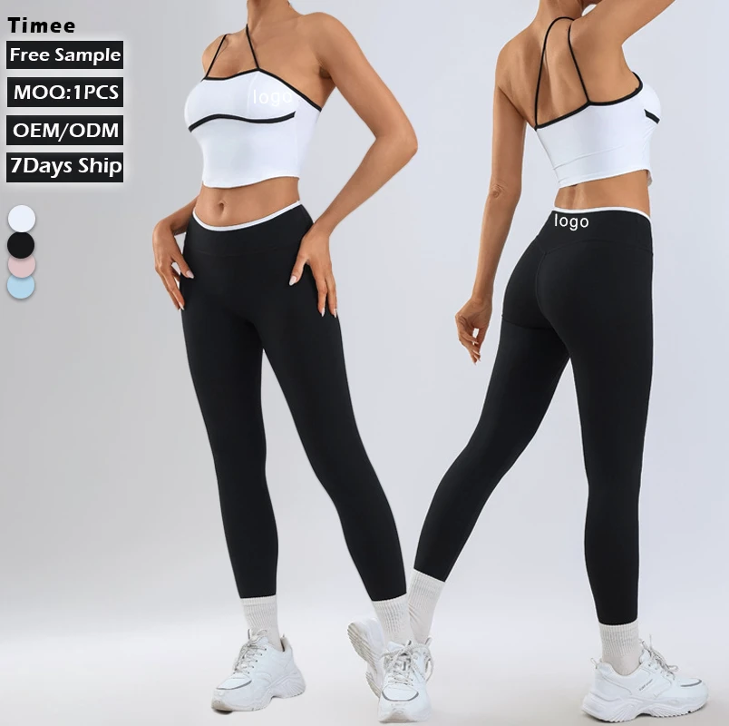 Women Asymmetric Strap Yoga Set With Padded Sports Bra High Waist Quick Dry Leggings 2 Piece Set