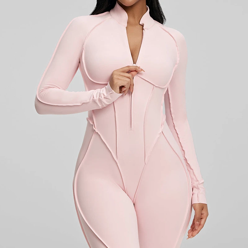 Women's Fitted Jumpsuit Breathable Gym Pilates Running Yoga Outfit Custom Size Elastic Waist