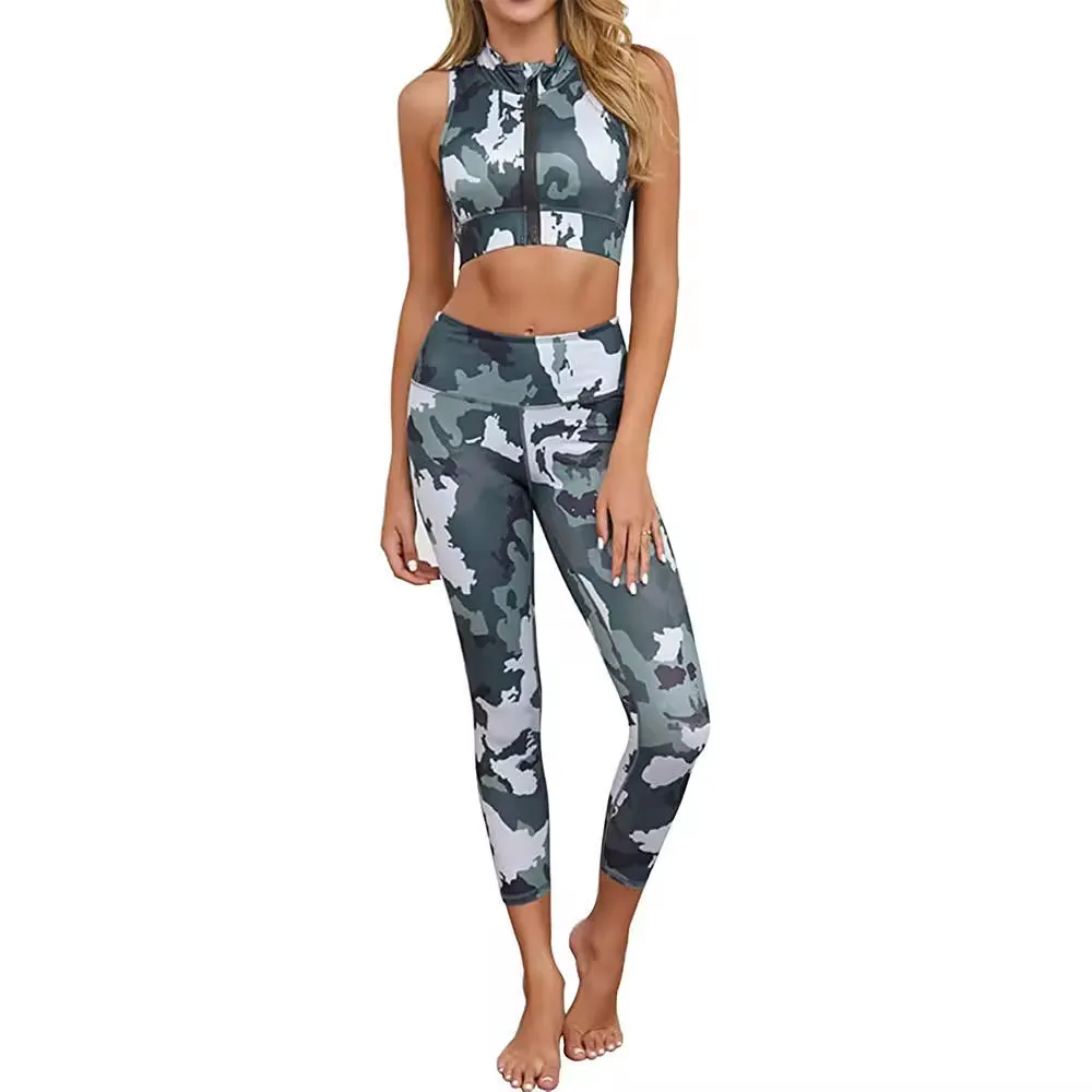 Women's Yoga Set 2-Piece Leggings & Bra with Elastic Waist Quick Dry Breathable Eco-Friendly Activewear for Gym Fitness
