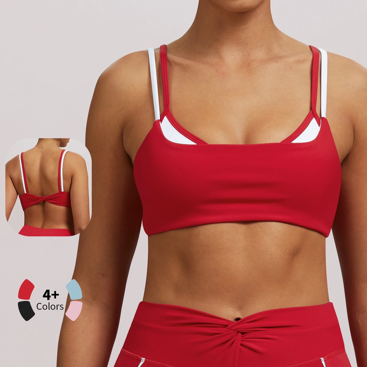 New Plus Size Padded Four-Way Stretch Breathable High Support Yoga Sports Bra Backless Twist Training Gym Double-Strap Workout