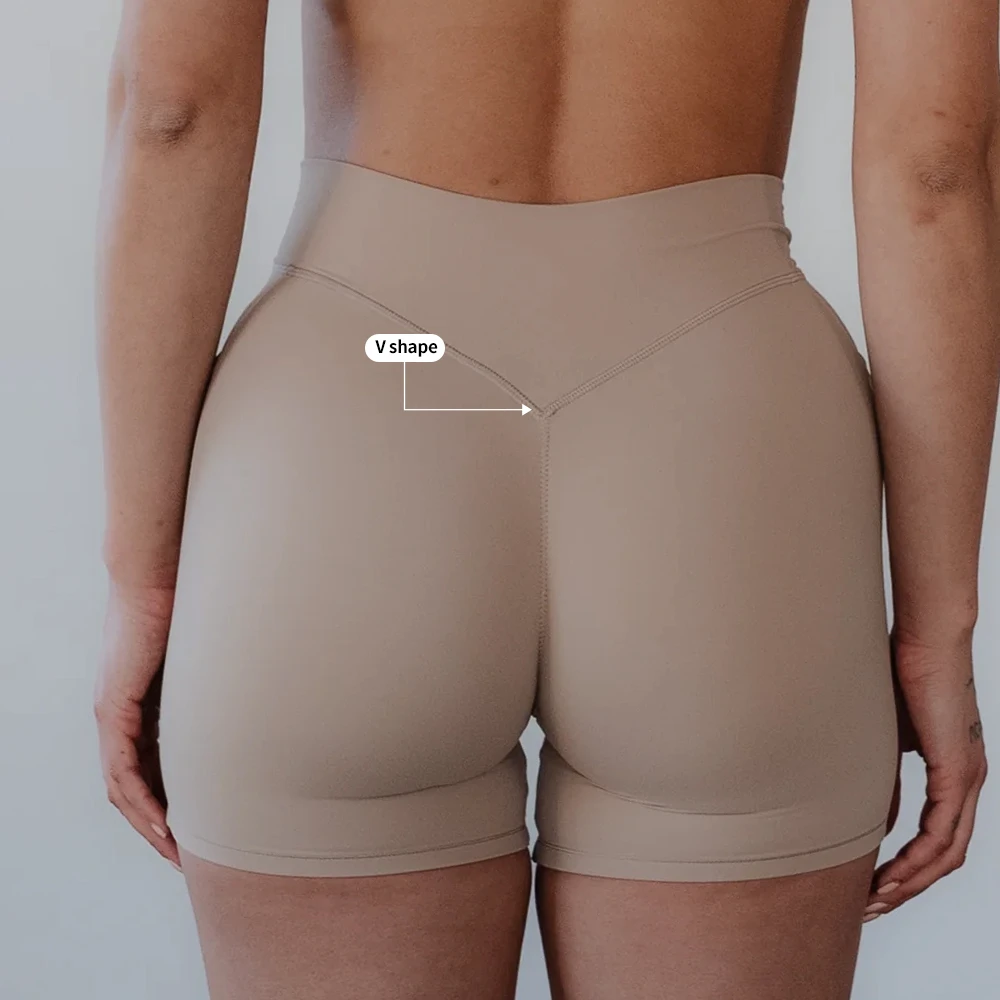 Custom V Shape High Waisted Tummy Control Workout Booty Shorts Ladies Butt Lifting Gym Booty Yoga Shorts