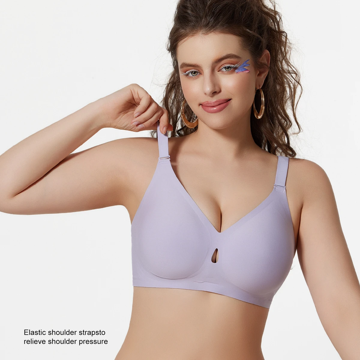 Plus Size Full Coverage Wireless Knitted Bra Summer Everyday Breathable Seamless Adjustable Wide Straps Large Bust Support