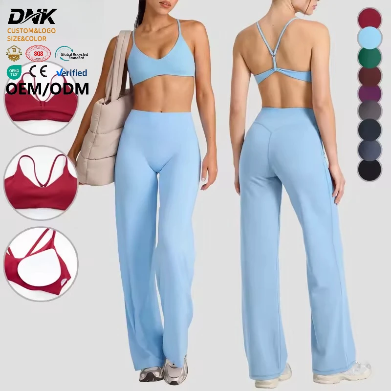 GMM-YWHQ-TZ889 Plus Size Gym Fitness Yoga Set Custom Womens Clothing High Support Sports Bra High Waist Yoga Leggings