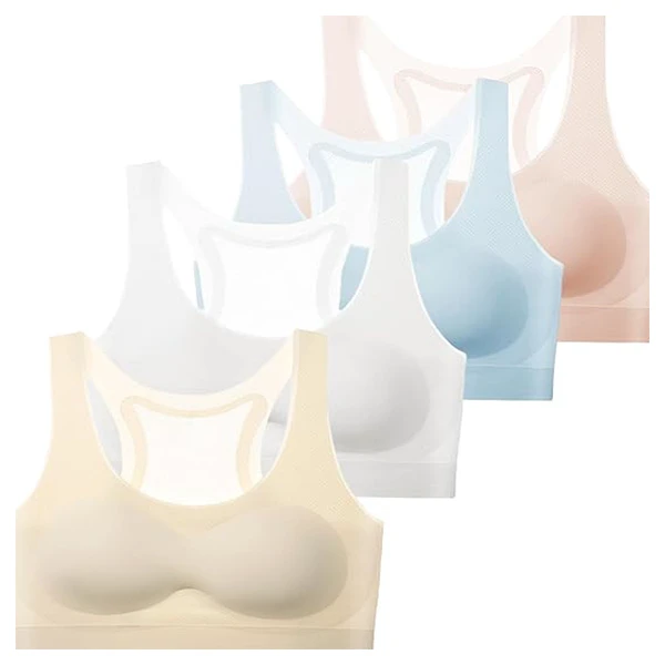 Girls Training Bra Teen Zero Feel Seamless Sports Bras with Removable Padding Bralette and Slightly Lift Back for 8-18 Years