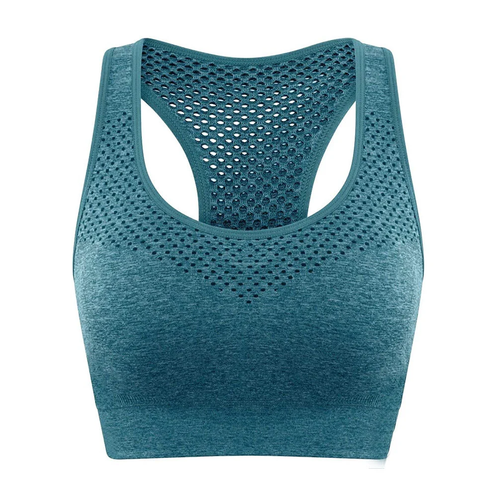 Quick Dry Breathable High Support Women Sports Bra with Adjustable Straps U-NECK Yoga Front Logo